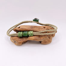 Load image into Gallery viewer, Green Cord Three Beaded Bracelet