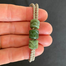 Load image into Gallery viewer, Green Cord Three Beaded Bracelet