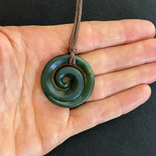 Load image into Gallery viewer, Medium Marsden Flower Jade Koru Pendant