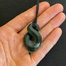 Load image into Gallery viewer, Single Flower Jade Pikorua, Twist Pendant