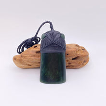 Load image into Gallery viewer, Dark Pounamu Cross-bound Toki Pendant