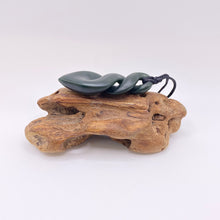 Load image into Gallery viewer, Dark Pounamu Double Pikorua Twist Pendant