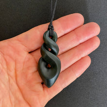 Load image into Gallery viewer, Dark Pounamu Double Pikorua Twist Pendant