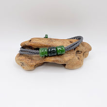 Load image into Gallery viewer, Grey Cord Three Beaded Bracelet