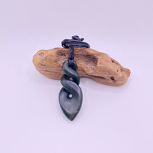 Load image into Gallery viewer, Dark Pounamu Double Pikorua Twist Pendant