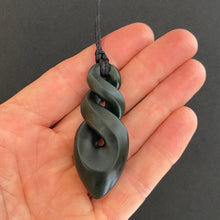 Load image into Gallery viewer, Dark Pounamu Double Pikorua Twist Pendant