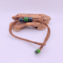 Load image into Gallery viewer, Brown Cord Three Beaded Bracelet