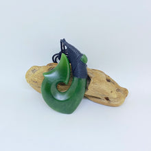 Load image into Gallery viewer, Kawakawa Pounamu Snood Bound Hei Matau Pendant