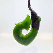 Load image into Gallery viewer, Kawakawa Pounamu Snood Bound Hei Matau Pendant