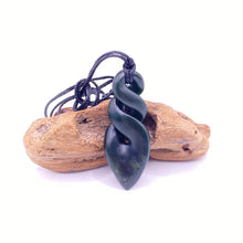 Load image into Gallery viewer, Dark Pounamu Double Pikorua Twist Pendant