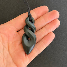 Load image into Gallery viewer, Dark Pounamu Double Pikorua Twist Pendant
