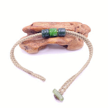 Load image into Gallery viewer, Green Cord Three Beaded Bracelet