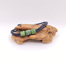 Load image into Gallery viewer, Black Cord Three Beaded Bracelet