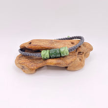 Load image into Gallery viewer, Grey Cord Three Beaded Bracelet