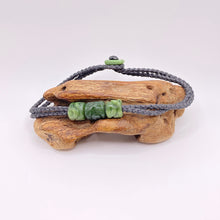 Load image into Gallery viewer, Grey Cord Three Beaded Bracelet