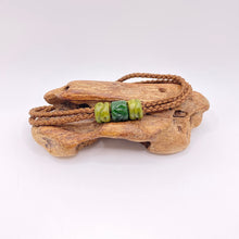 Load image into Gallery viewer, Brown Cord Three Beaded Bracelet