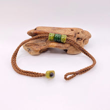 Load image into Gallery viewer, Brown Cord Three Beaded Bracelet