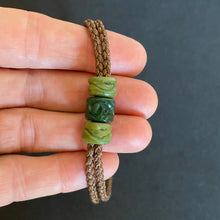 Load image into Gallery viewer, Brown Cord Three Beaded Bracelet