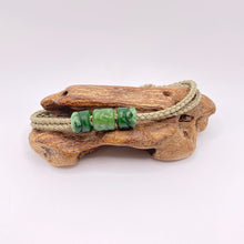 Load image into Gallery viewer, Green Cord Three Beaded Bracelet