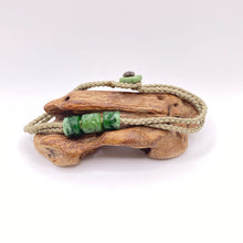 Load image into Gallery viewer, Green Cord Three Beaded Bracelet