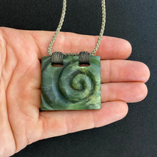 Load image into Gallery viewer, Marsden Flower Jade Square Koru Pendant