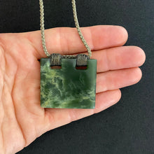 Load image into Gallery viewer, Marsden Flower Jade Square Koru Pendant