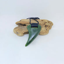 Load image into Gallery viewer, Shark Tooth Pounamu Pendant with ridge knot binding