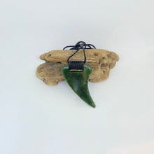 Load image into Gallery viewer, Shark Tooth Pounamu Pendant with ridge knot binding