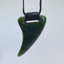 Load image into Gallery viewer, Shark Tooth Pounamu Pendant with ridge knot binding