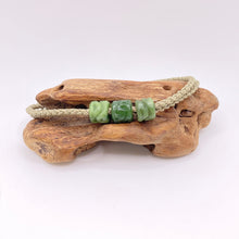 Load image into Gallery viewer, Green Cord Three Beaded Bracelet
