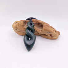 Load image into Gallery viewer, Dark Pounamu Double Pikorua Twist Pendant
