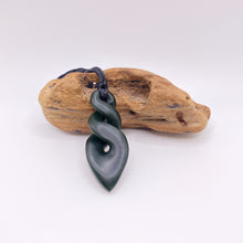 Load image into Gallery viewer, Dark Pounamu Double Pikorua Twist Pendant

