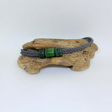 Load image into Gallery viewer, Grey Cord Three Beaded Bracelet
