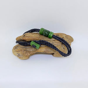 Black Cord Three Beaded Bracelet