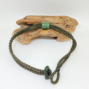 Olive, Dark Green Cord Single Beaded Bracelet