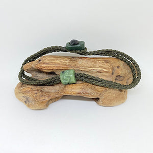 Olive, Dark Green Cord Single Beaded Bracelet