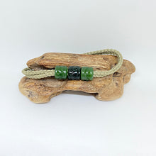 Load image into Gallery viewer, Green Cord Three Beaded Bracelet
