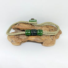 Load image into Gallery viewer, Green Cord Three Beaded Bracelet
