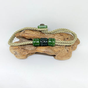 Green Cord Three Beaded Bracelet