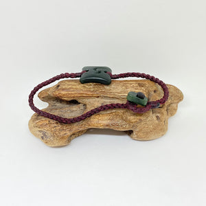 Maroon Cord Dark Pounamu Bracelet