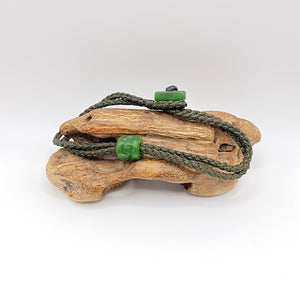 Olive, Dark Green Cord Single Beaded Bracelet