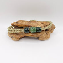 Load image into Gallery viewer, Green Cord Three Beaded Bracelet
