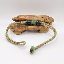 Load image into Gallery viewer, Green Cord Three Beaded Bracelet
