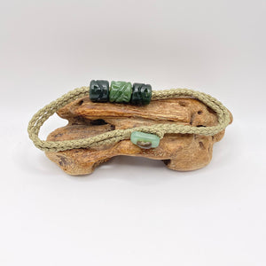 Green Cord Three Beaded Bracelet