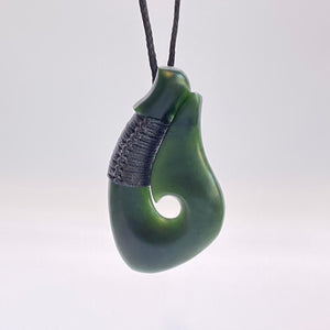 Dark Ridge-Bound Hei Matau Hook Pendant