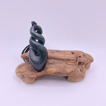 Load image into Gallery viewer, Dark Pounamu Double Pikorua Twist Pendant
