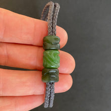 Load image into Gallery viewer, Grey Cord Three Beaded Bracelet
