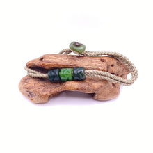 Load image into Gallery viewer, Green Cord Three Beaded Bracelet
