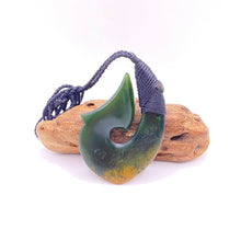 Load image into Gallery viewer, Flower Jade Snood Bound Hei Matau pendant
