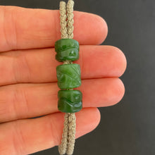 Load image into Gallery viewer, Green Cord Three Beaded Bracelet
